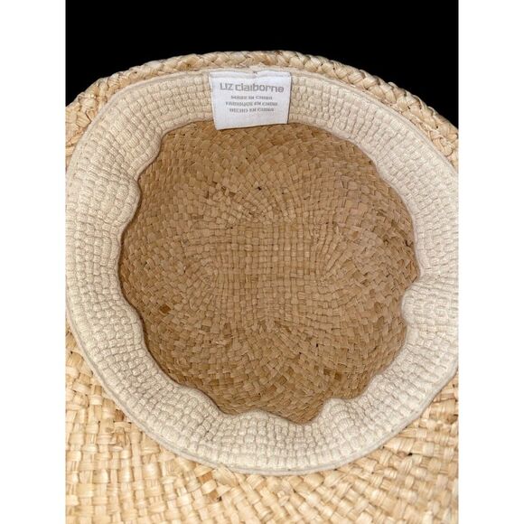 Liz Claiborne Straw Hat Shell Adornment Beach-core Sun Protection Classy Chic - Picture 3 of 3